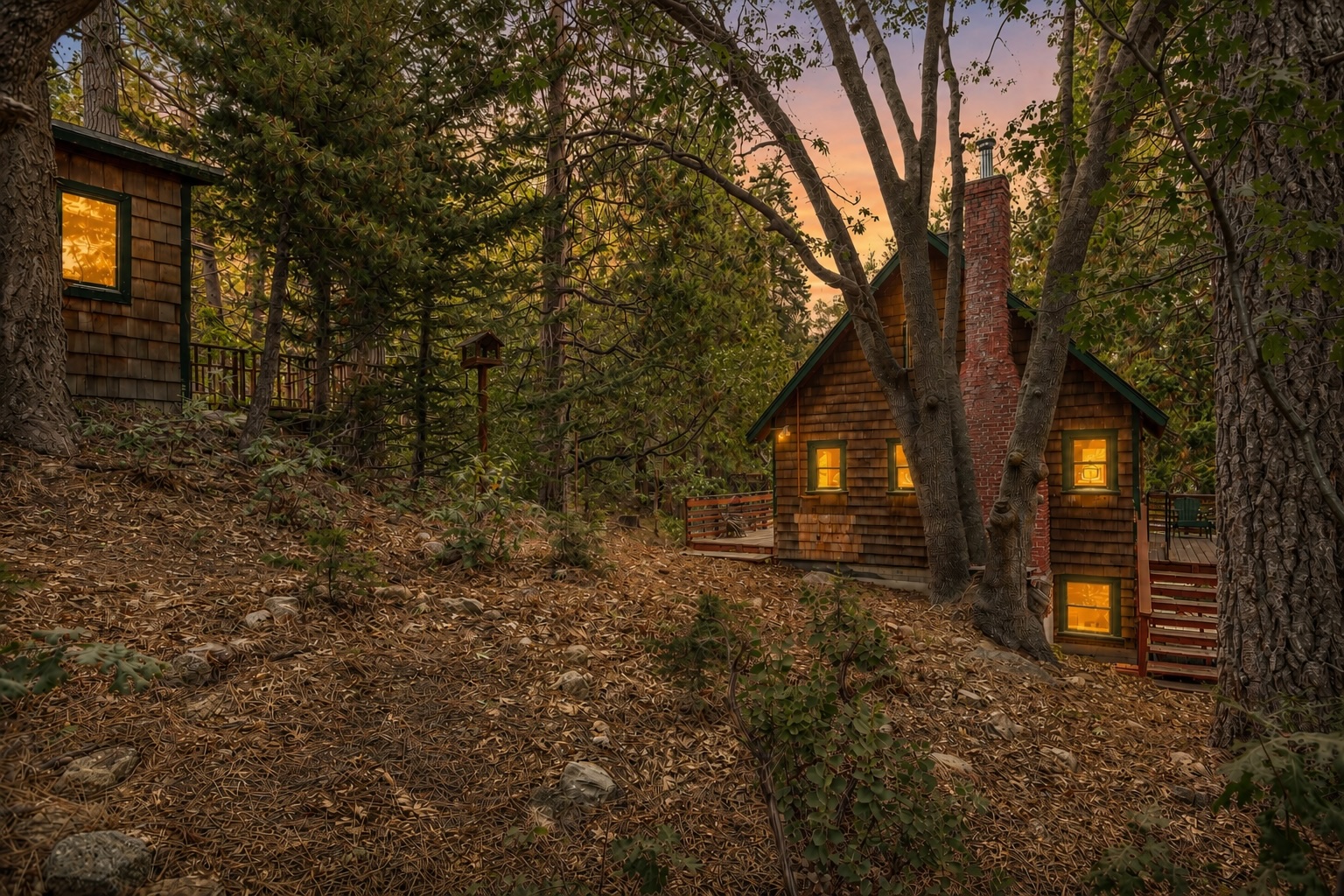 2643 Soutar Drive — Cabin at night